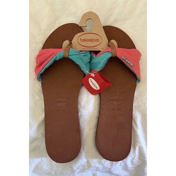 Havaianas Shoes - Havaianas Rust & Azure St. Tropez Women’s Flip-Flop Sandal Size 11/12 NWT